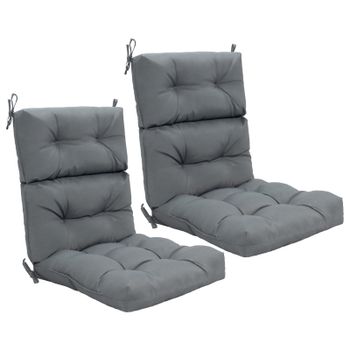 Costway Juego de 2 Cojines para Silla Respaldo Alto con Cinturones Antideslizantes Esponja Engrosada Poliéster Transpirable Interior Exterior Gris