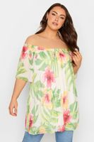 yours top blanco floral con hombros descubiertos  mujer curvy y tallas grandes yours