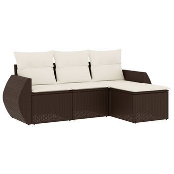 Set De Sofás De Jardín 4 Pzas Y Cojines Ratán Sintético Marrón Vidaxl