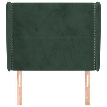 Cabecero Cama Mueble De Dormitorio Con Orejas De Terciopelo 93 X 23 X 118/128 Cm Verde Oscuro M02_0004230