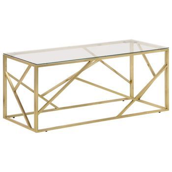 Mesa De Centro Dorada Acero Inoxidable Y Vidrio Templado Vidaxl