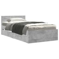 cama individual  cama de adulto  cama con cabecero madera de ingenieria gris hormigon 75x190 cm