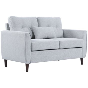 HOMCOM Sofá de 2 Plazas Sillón Biplaza para Salón con Cojines Asiento Acolchado Funda Lavable 140x78x83 cm Gris Claro   Aosom España