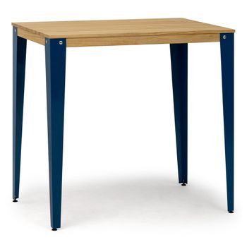 Mesa Lunds Alta 60x140x110cm Azul En Madera Maciza De Pino Acabado Natural Estilo Nórdico Industrial Box Furniture