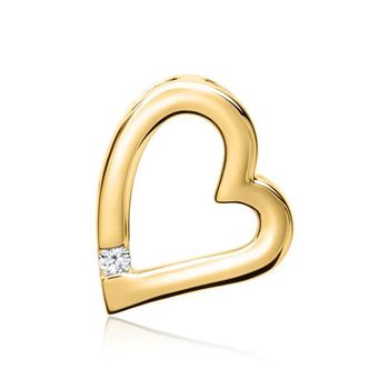 14 quilates oro amarillo colgante corazón diamante 0,034 ct.
