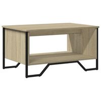 mesa de centro de diseno industrial 75 x 51 x 40 cm de madera de ingenieria y metal color roble dec038993