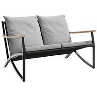 banco de jardin  banco exterior con cojines acero negro 120 cm