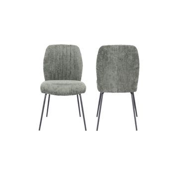 Pack De 2 Sillas Nalon Tapizadas En Tela Suave En Color Verde Musgo Y Patas Metálicas En Color Negro 89x61x47 Cm