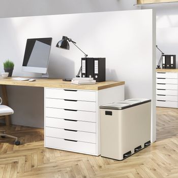 Cubo de basura de acero de 54 litros beige