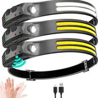 linterna frontal led de induccion con sensor cob 6 modos recargable bateria integrada iluminacion de trabajo al aire libre