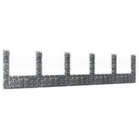 cesta de gaviones  gavion para piedras  gavion decorativo forma de u 6 postes de hierro 620x20x150 cm cfw135416