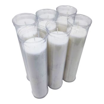 Vadeincienso Velón Litúrgico Extra largo blanco  26 x6 cm lote de 6 elaborados con parafinas120 horas de combustión