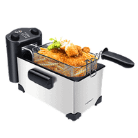 aigostar kenny - freidora de 3 litros 2200w tapa con ventana de visualizacion totalmente desmontable control de temperatura acero inoxidable temporizador limpieza y extraccion de aceite facil
