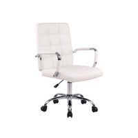 silla de oficina giratoria regulable en simil cuero blanco