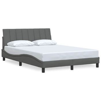Estructura De Cama Sin Colchón Hanko Tela Gris Oscuro 140x200 Cm Vidaxl