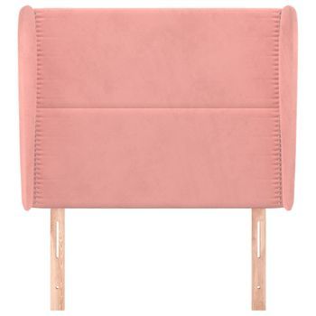 Cabecero Cama Mueble De Dormitorio Con Orejas De Terciopelo 93 X 23 X 118/128 Cm Rosa M02_0004146