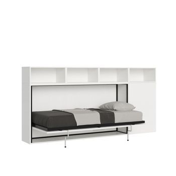 Cama Abatible Individual Horizontal Kando Composición A Fresno Blanco