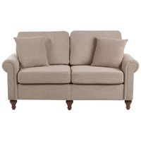 sofa moderno de tela 2 plazas estructura de madera maciza cojines decorativos gris pardo ginnerup