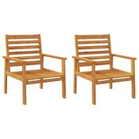pack 2 uds sillon de jardin  silla de jardin  silla de exterior sillonmadera maciza acacia 665x65x81 cm