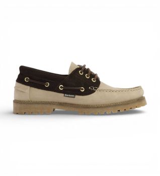 Barbour para hombre. MFO0795 Zapatos de Piel Deck marrón, beige (42), Plano, Cordones, Casual