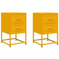 juego de 2 mesitas de noche - mesillas acero amarillo mostaza 36x39x605 cm mc5633