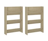 vidaxl zapateros de pared 2 uds contrachapada roble sonoma 60x18x90 cm
