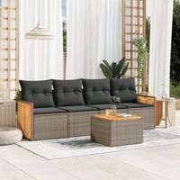 conjunto de sofas jardin con cojines 5 uds  mueble jardin mesa y sillas ratan sintetico gris cfw157840