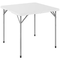 outsunny mesa plegable en hdpe mesa de camping plegable cuadrada 86 x 86 x 74 cm con asa altura ajustable blanco