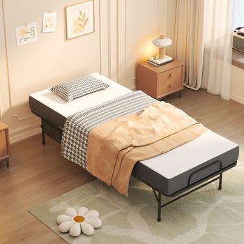 Cama Plegable Individual (twin) 190 X 78 Cm Con Colchón De Memoria De 9,5 Cm, Marco Metálico, Plegable, Con Ruedas, Bolsa De Almacenamiento