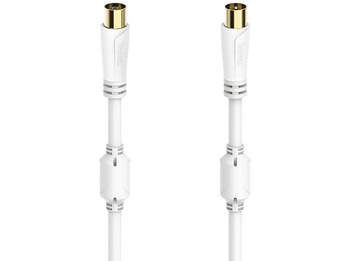 Cable de antena - Hama 00205246, 100 dB, 9.5 mm, 1.5 m, Dorado, Triple blindaje, Blanco