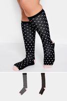 yours juego 2 pares medias negras de lunares y rayas