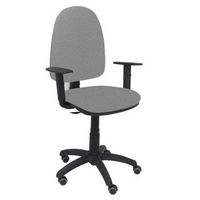 silla de oficina ergonomica con mecanismo de contacto permanente regulable en altura y ruedas de parquet  asiento y respaldo tapizados en tejido bali color gris brazos regulables en altura piqueras y crespo modelo 04cp