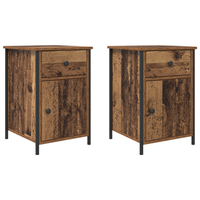 pack 2 uds mesitas de noche  mesilla de noche  cabinete de noche madera vieja 40x42x60 cm madera tecnica cfw71854