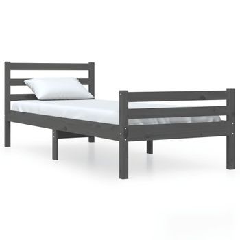 Estructura De Cama Madera Maciza Gris 90x200 Cm Vidaxl
