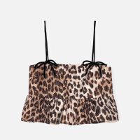 ganni leopard-jacquard top - eu 42uk 14