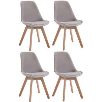 Set De 4 Sillas De Comedor Borneo Tapizadas En Terciopelo Gris 55x48x84 Cm Clp