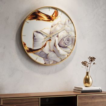 Reloj de pared redondo en fibra de madera multicolor ø cm 60x5