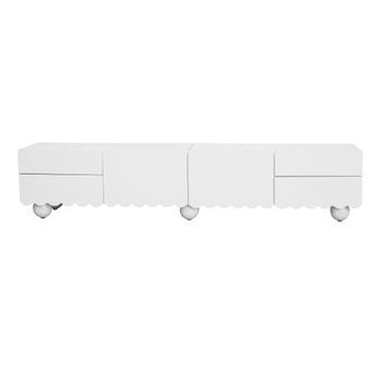 Mueble Tv Blanco De 175 Cm Con 4 Cajones Y 2 Puertas De Contorno Ondulado