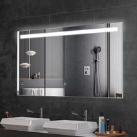 espejo de bano con luz led 120 x 60 cm rectangular antivaho 3 colores dimmable - lomazoo houston