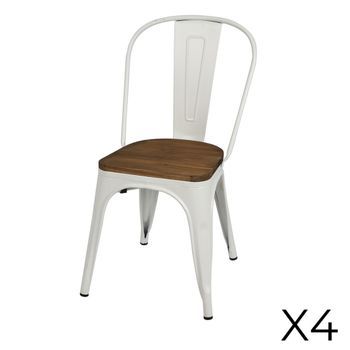 Lote De 4 Sillas De Metal Blanco Estilo Industrial. Colección Factory.