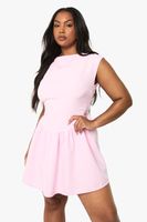vestido plus mini con escote oblicuo pink