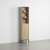 estanteria de bano 5 niveles 3030160 cm mueble de madera y metal con compartimentos abiertos y puerta