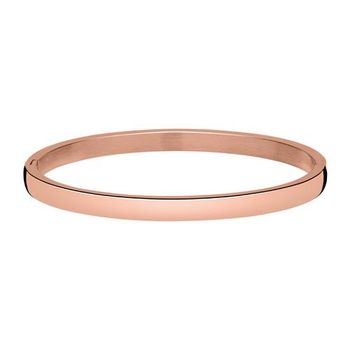 Pulsera de mujer grabable de acero inoxidable chapado en oro rosa