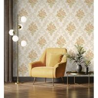 papel pintado vinilico de flores barrocas efecto textura de tela tejida en relieve - romanov gardens 676393 de gaulan - rollo de 10 m x 106 m