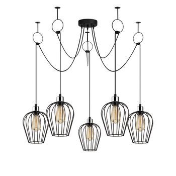 Lámpara De Techo Tel-6691 Negro Metal Diámetro 120x130 Cm