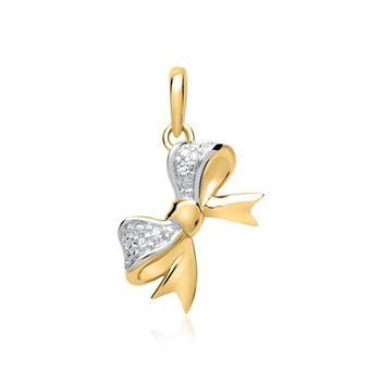 14 quilates colgante oro amarillo lazo diamante