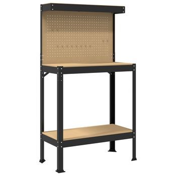 Banco De Trabajo Con Estante Negro 81 X 41 X 145 Cm Vidaxl