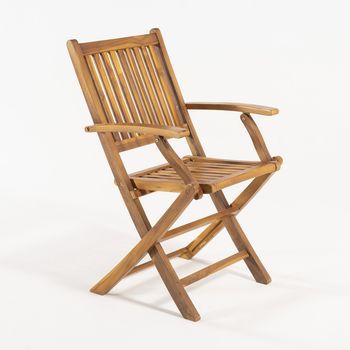 Pack 6 Sillones De Jardín Teca Plegables, Madera Teca Grado A, Medidas 51x60x85 Cm, Tratamiento Al Agua Aplicado, Sillas De Teka Para Comedor, Silla De Terraza