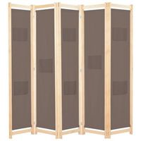 biombo divisor de 5 paneles de tela marron 200x170x4 cm vidaxl