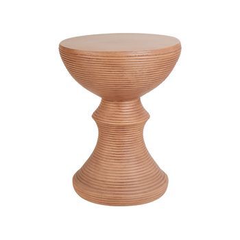 Mesa Auxiliar Mgo Fibra De Vidrio Forma Redonda Efecto Madera Clara Caldaro